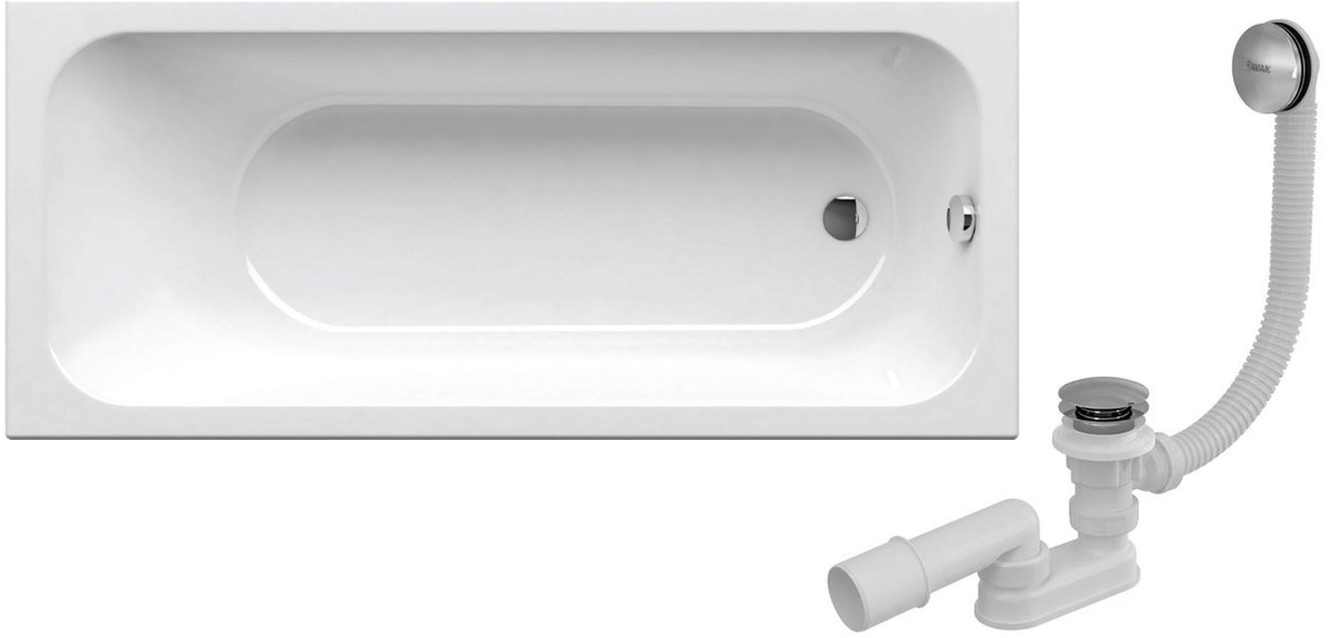 Sada obdélníková vana Slim Ravak Chrome Slim C731300000, sifon k vaně Ravak X01377, GPX2240015