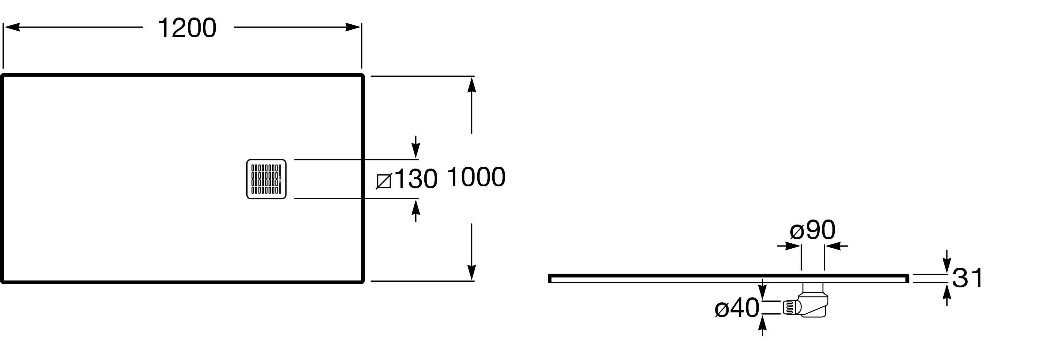 Roca Terran obdélníková sprchová vanička 120x100 cm černá AP1014B03E801400