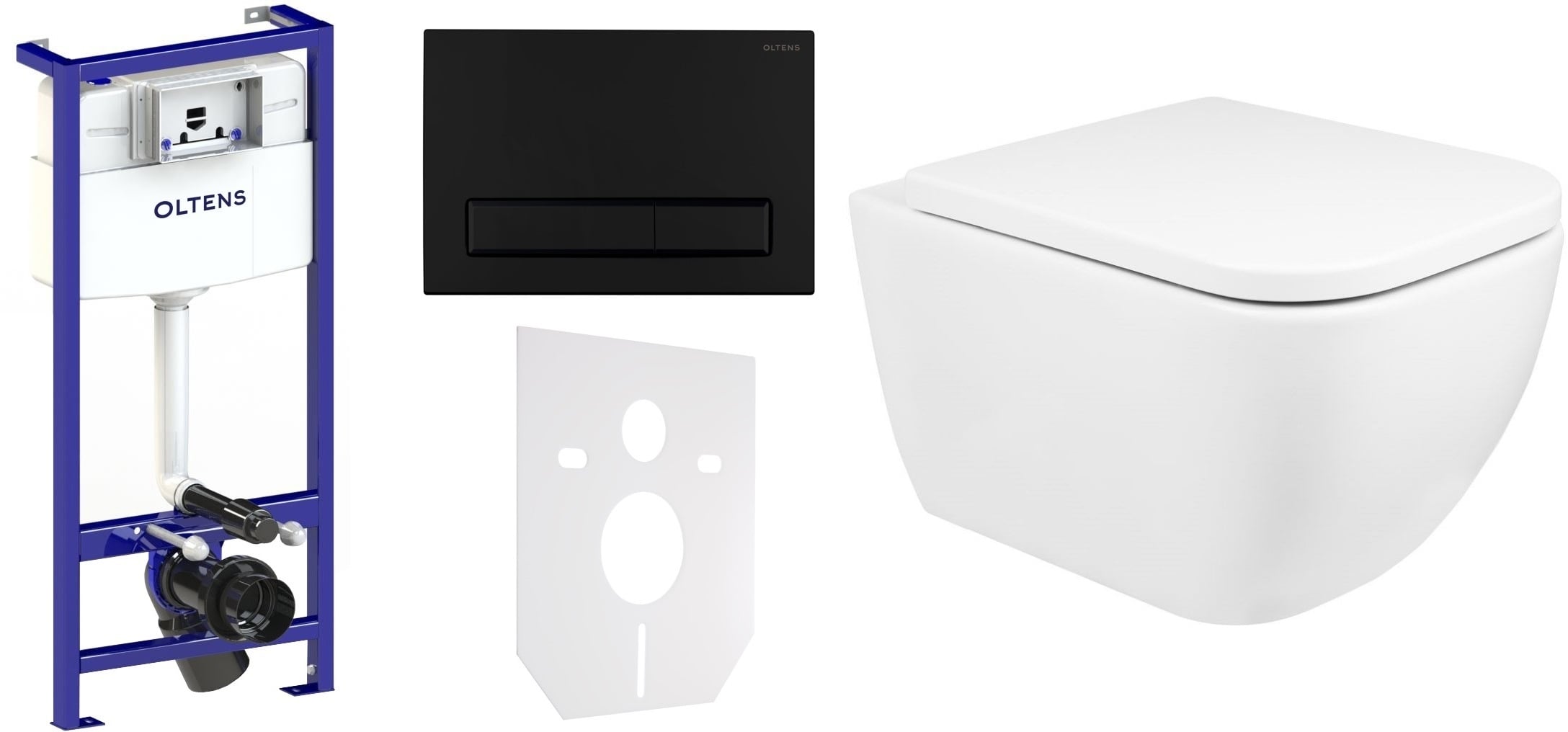 Sada záchodová mísa Oltens Vernal 42502000, podomítkový WC modul Oltens Triberg 50001000, 45104000, 57103300, 49301000