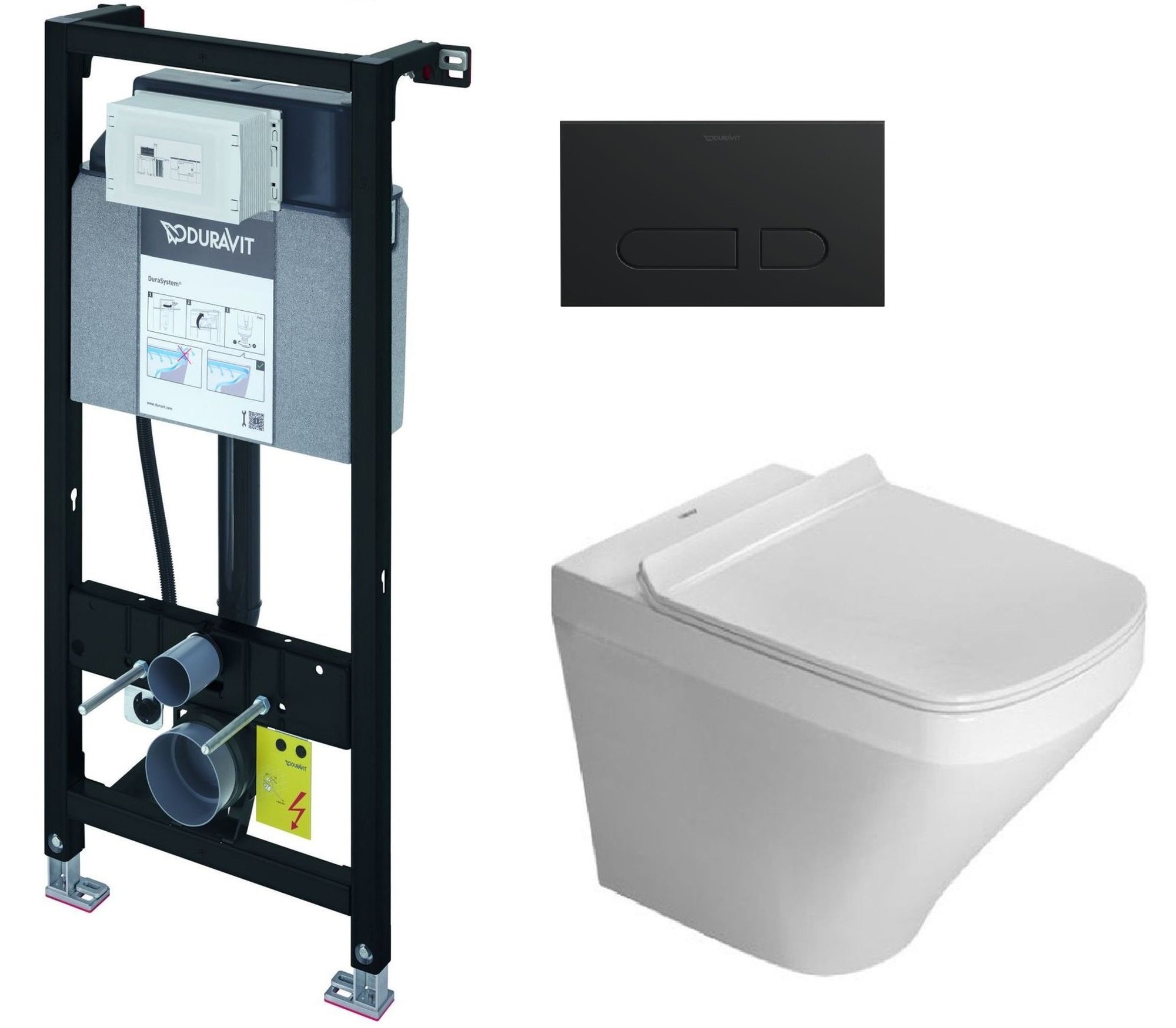 Sada WC mísa se sedátkem s pomalým sklápěním Duravit DuraStyle 45510900A1, podomítkový WC modul Duravit DuraSystem WD1011000000, WD5001031000