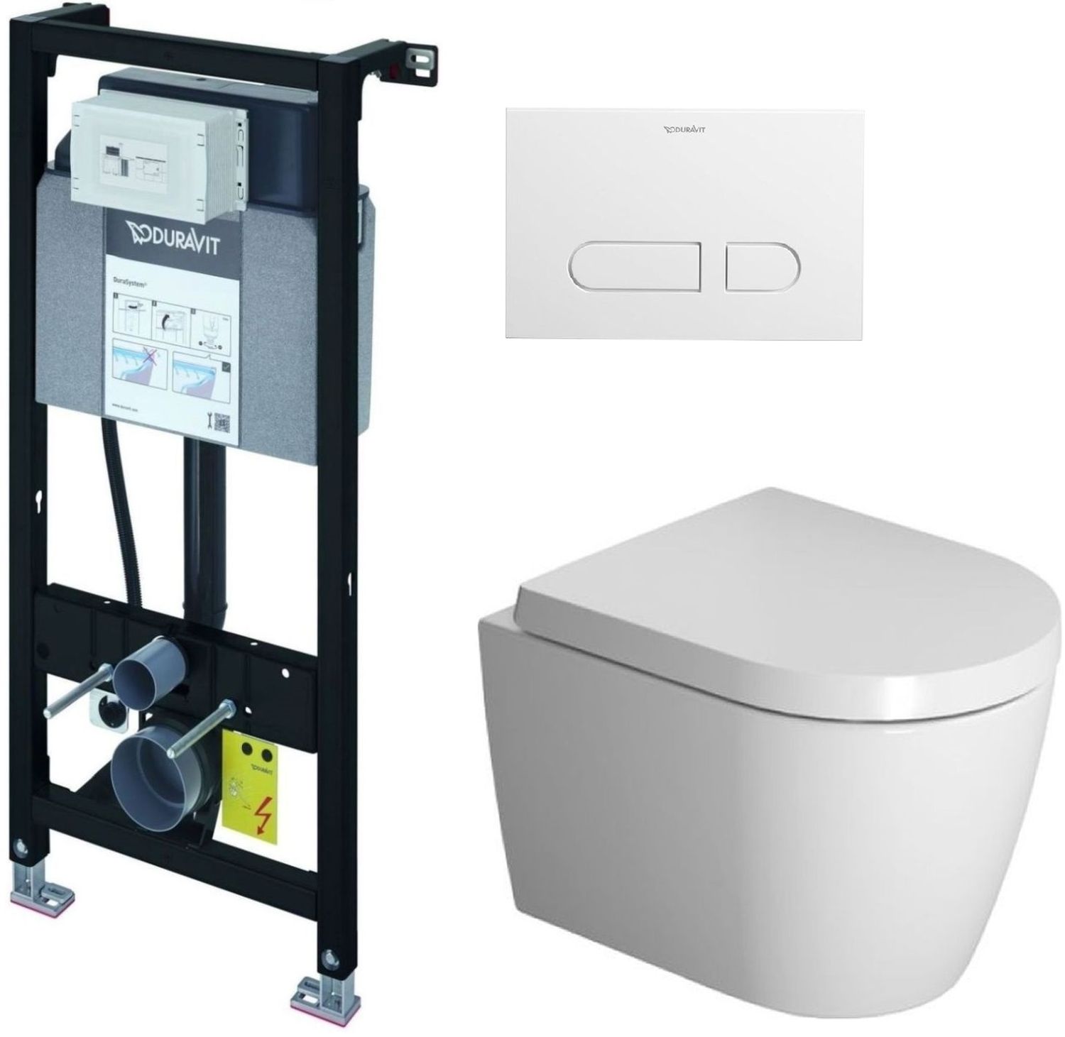 Sada záchodová mísa Duravit ME by Starck 2530092000, podomítkový WC modul Duravit DuraSystem WD1011000000, 0020190000, WD5001011000