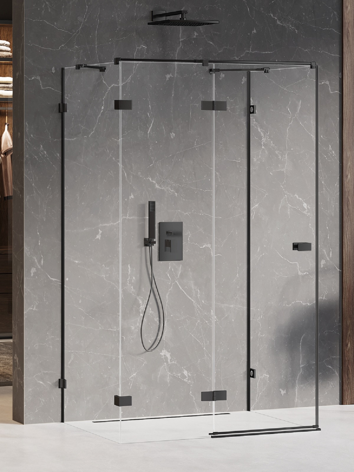 New Trendy Avexa Black sprchový kout 100x80 cm obdélníkový černá matný/průhledné sklo EXK-2608