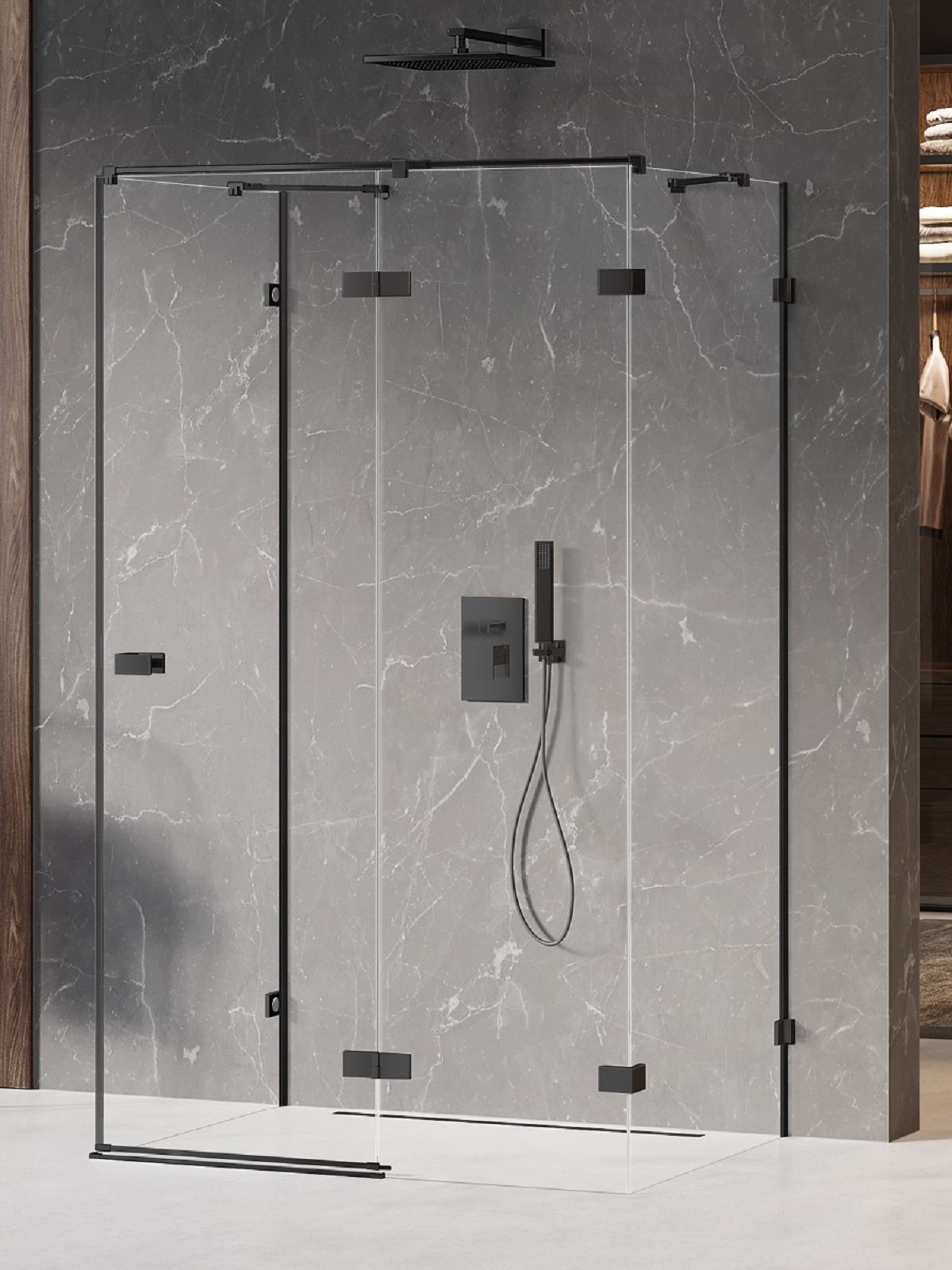 New Trendy Avexa Black sprchový kout 120x110 cm obdélníkový černá matný/průhledné sklo EXK-2648