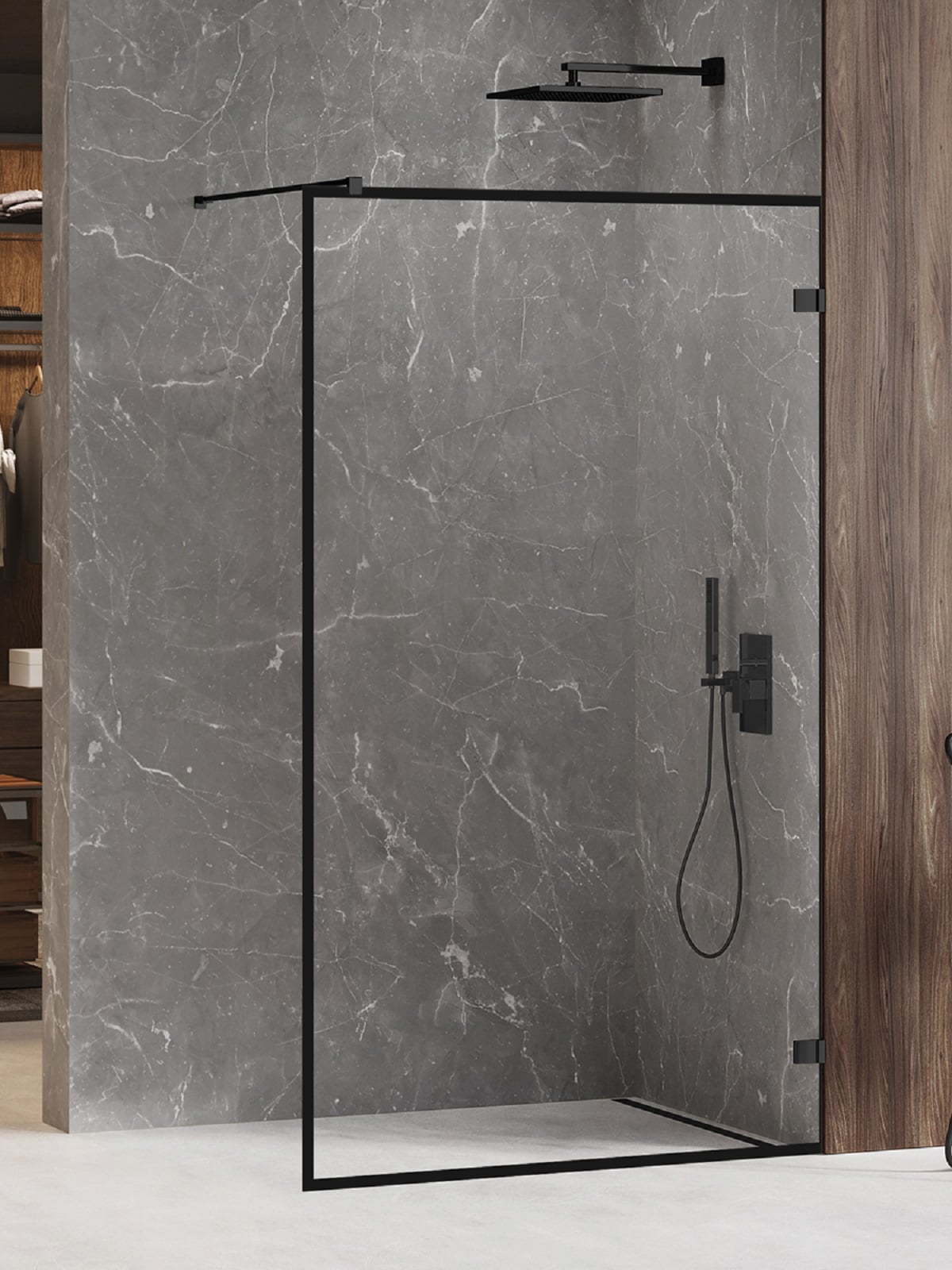 New Trendy Avexa White sprchová zástěna walk-in 80 cm černá matný/průhledné sklo EXK-2658