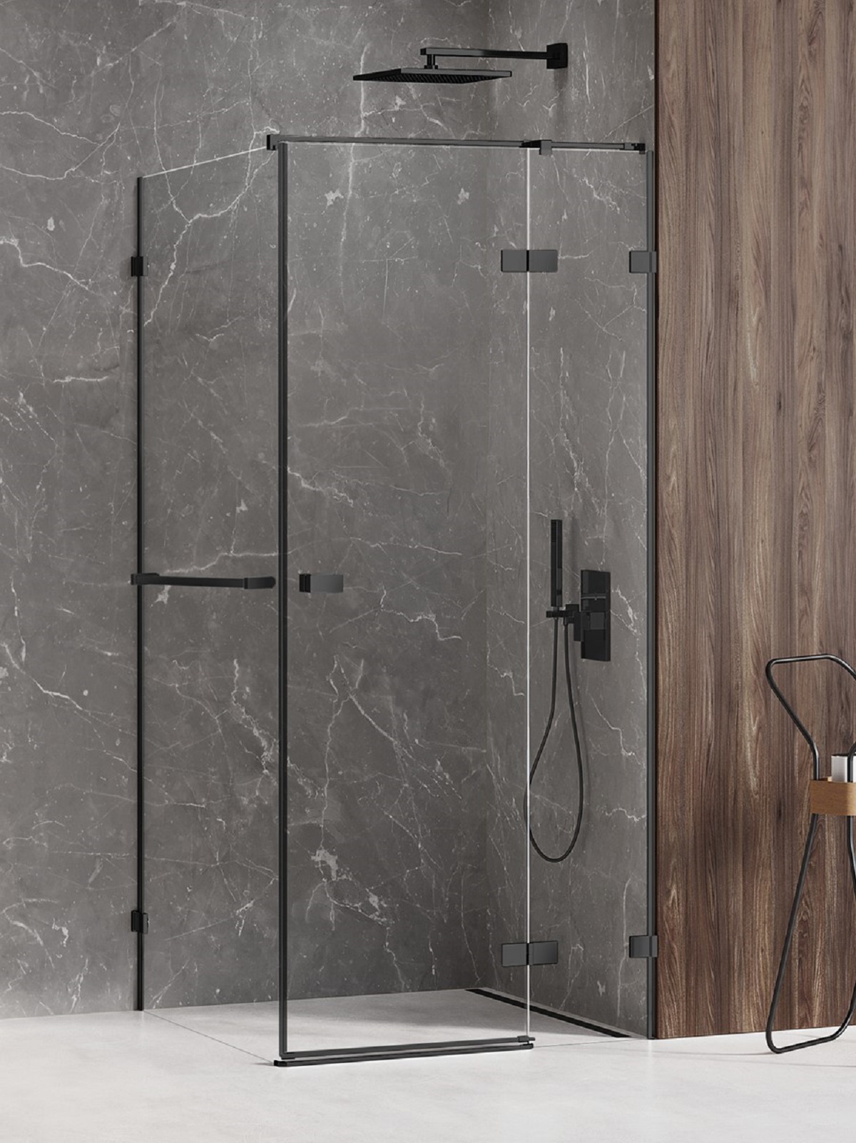 New Trendy Avexa Black sprchový kout 90x90 cm čtvercový černá matný/průhledné sklo EXK-2573