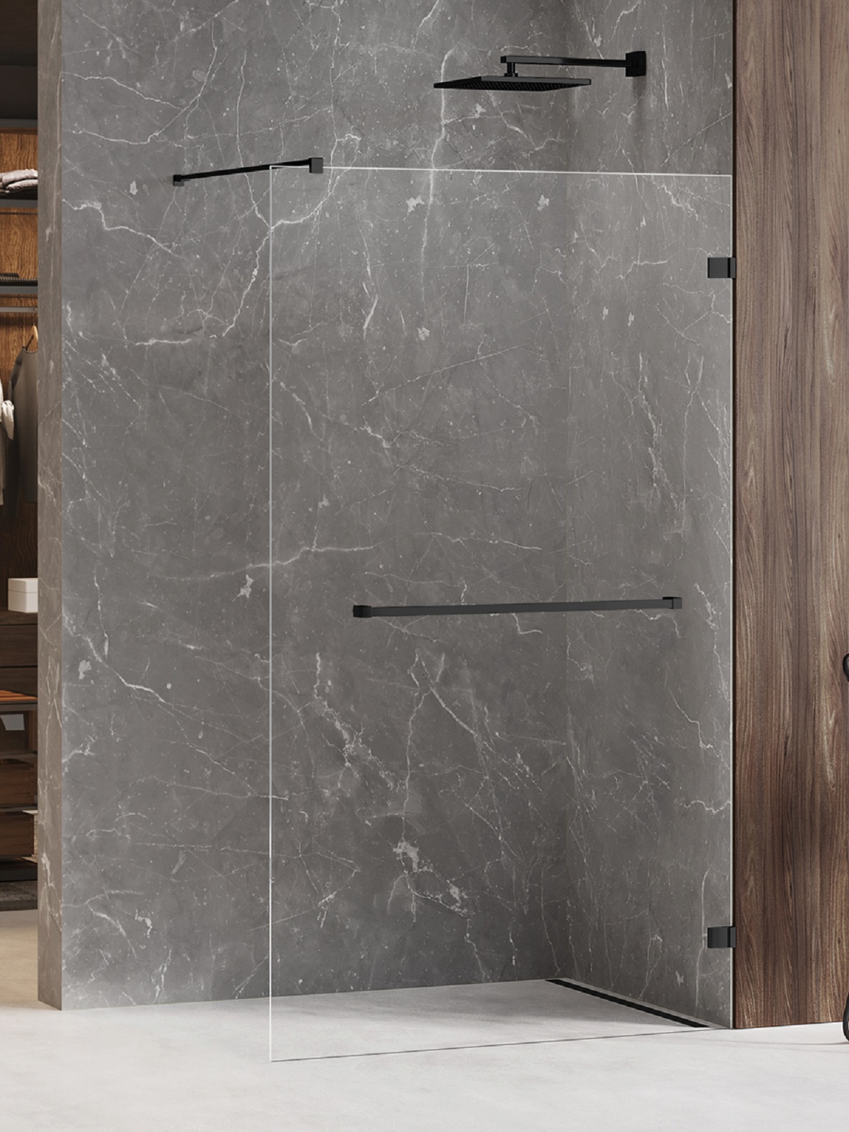 New Trendy Avexa Black sprchová zástěna walk-in 80 cm černá matný/průhledné sklo EXK-2668
