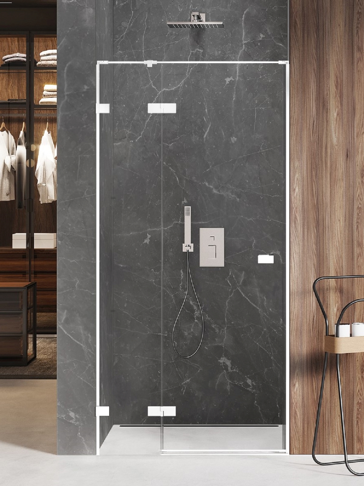 New Trendy Avexa White sprchové dveře 110 cm sklopné bílá matný/průhledné sklo EXK-2693