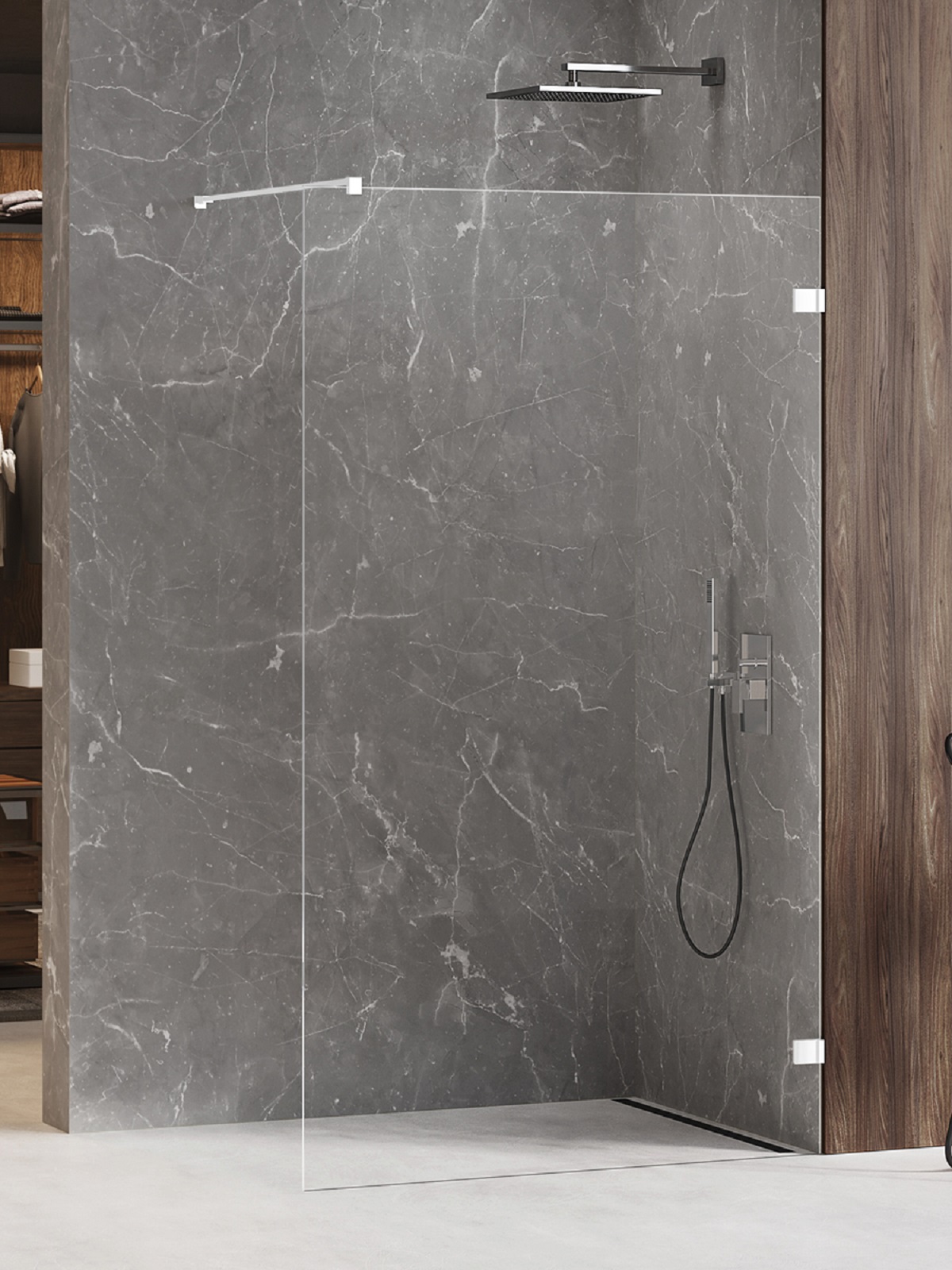 New Trendy Avexa White sprchová zástěna walk-in 50 cm bílá matný/průhledné sklo EXK-2926