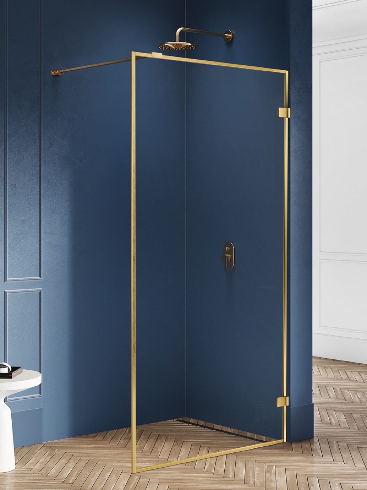 New Trendy Avexa Gold Brushed sprchová zástěna walk-in 80 cm zlatá kartáčovaný/průhledné sklo EXK-3133