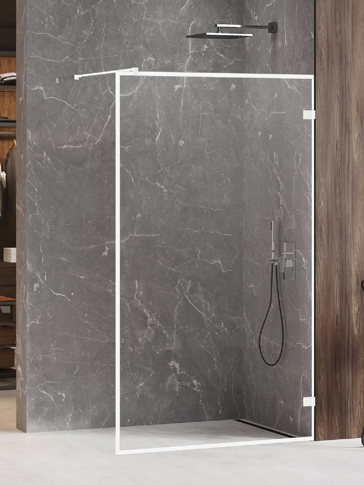 New Trendy Avexa White sprchová zástěna walk-in 140 cm bílá matný/průhledné sklo EXK-3009