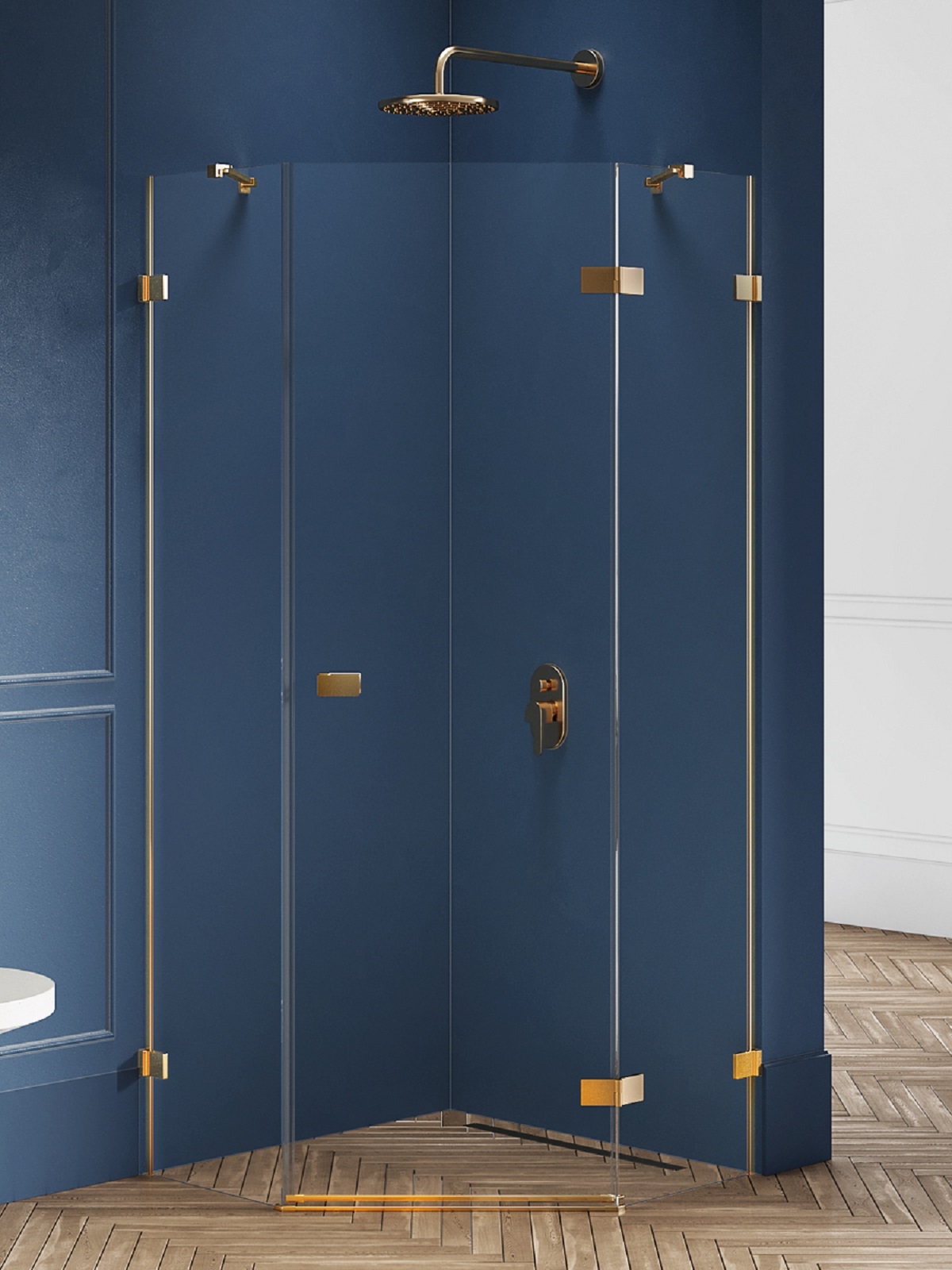 New Trendy Avexa Gold Brushed sprchový kout 90x90 cm zlatá kartáčovaný/průhledné sklo EXK-3854