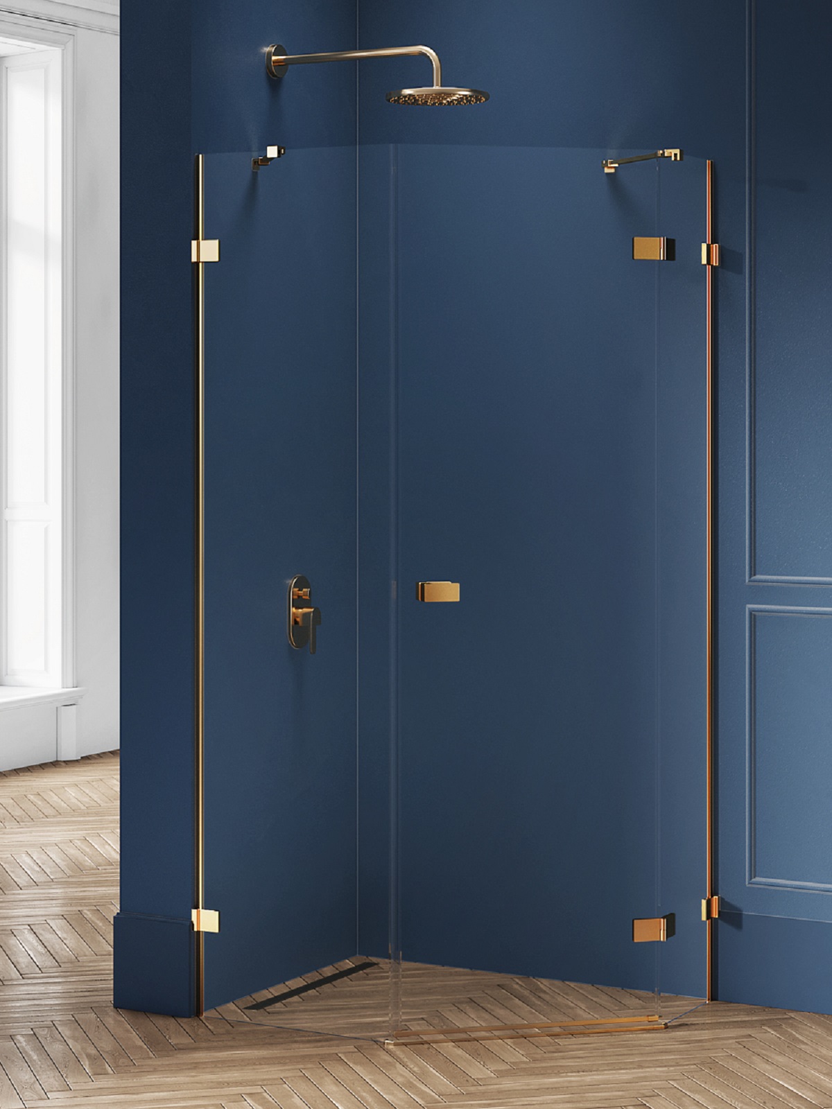 New Trendy Avexa Gold Brushed sprchový kout 100x80 cm zlatá kartáčovaný/průhledné sklo EXK-3858