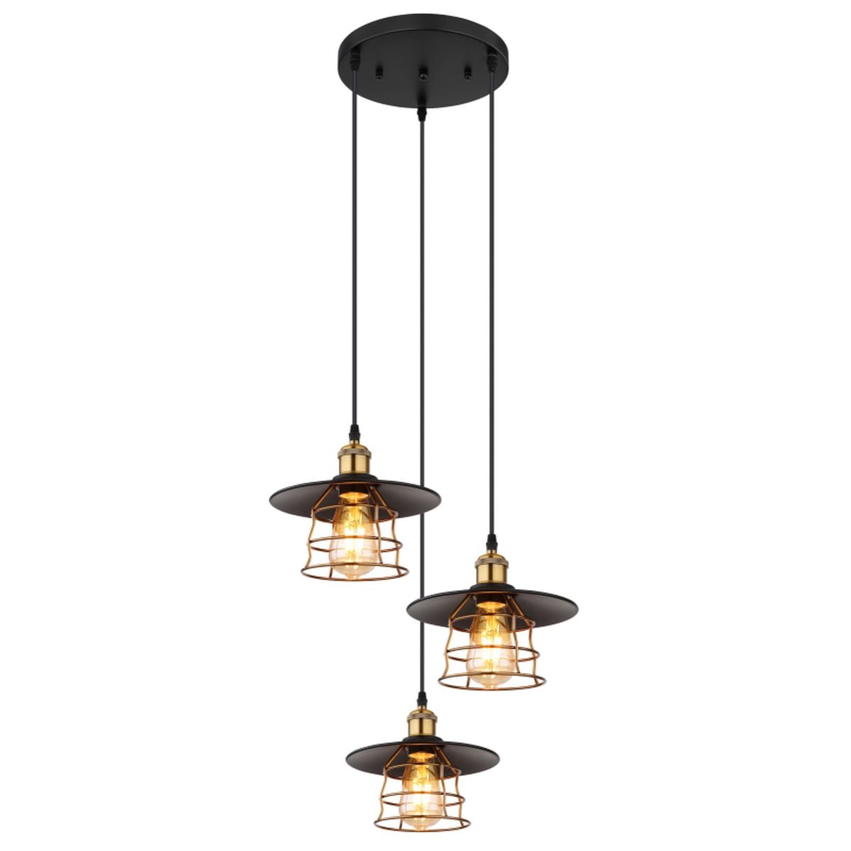 Globo Lighting Viejo závěsné svítidlo 3x60 W černá-měděná 15086-3BH