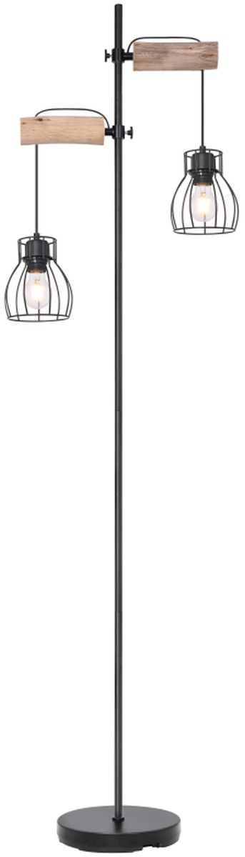 Globo Lighting Mina stojací lampa 2x40 W černá-dřevo 15326-2SN