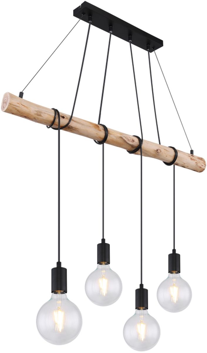Globo Lighting Auston závěsné svítidlo 4x60 W černá-dřevo 15439-4