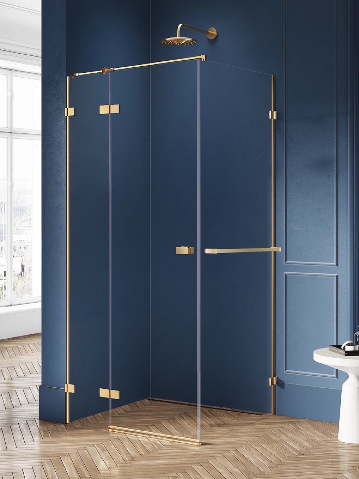 New Trendy Avexa Gold Brushed sprchový kout 110x80 cm obdélníkový zlatá kartáčovaný/průhledné sklo EXK-3029