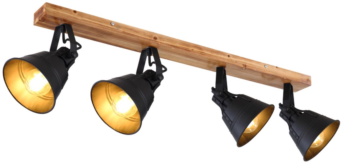 Globo Lighting Günther stropní světlo 4x60 W černá-zlatá-dřevo 15466S-4