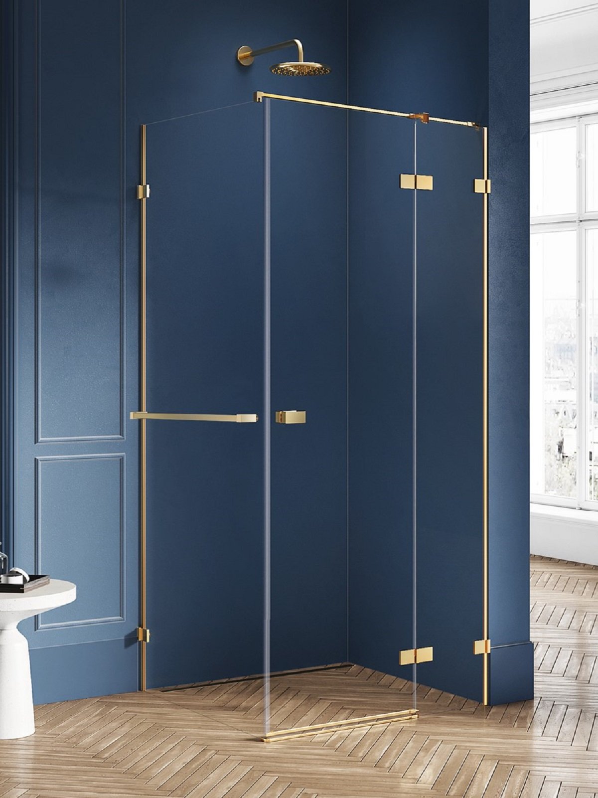 New Trendy Avexa Gold Brushed sprchový kout 120x100 cm obdélníkový zlatá kartáčovaný/průhledné sklo EXK-3057