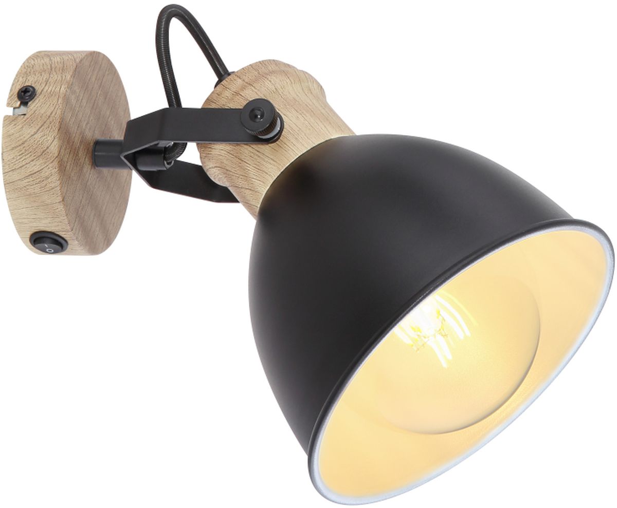 Globo Lighting Wiho nástěnné svítidlo 1x40 W černá-dřevo 54018-1S