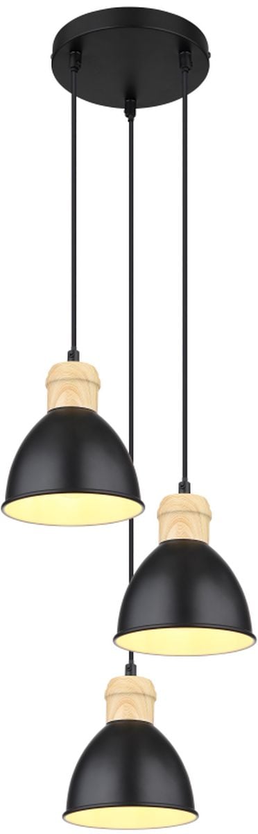 Globo Lighting Wiho závěsné svítidlo 3x40 W černá-dřevo 54018-3HS