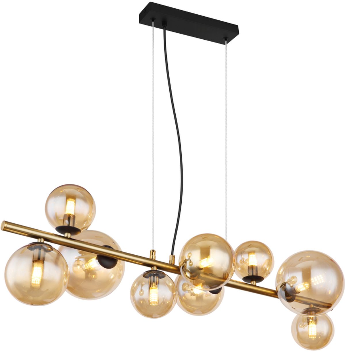 Globo Lighting Riha závěsné svítidlo x3.5 W černá-mosaz-jantarová 56135-9H