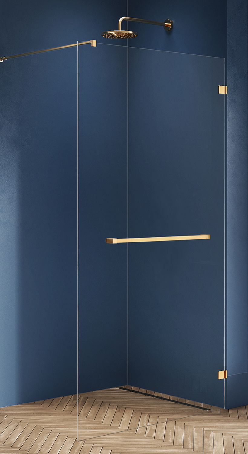 New Trendy Avexa Gold Brushed sprchová zástěna walk-in 100 cm zlatá kartáčovaný/průhledné sklo EXK3155