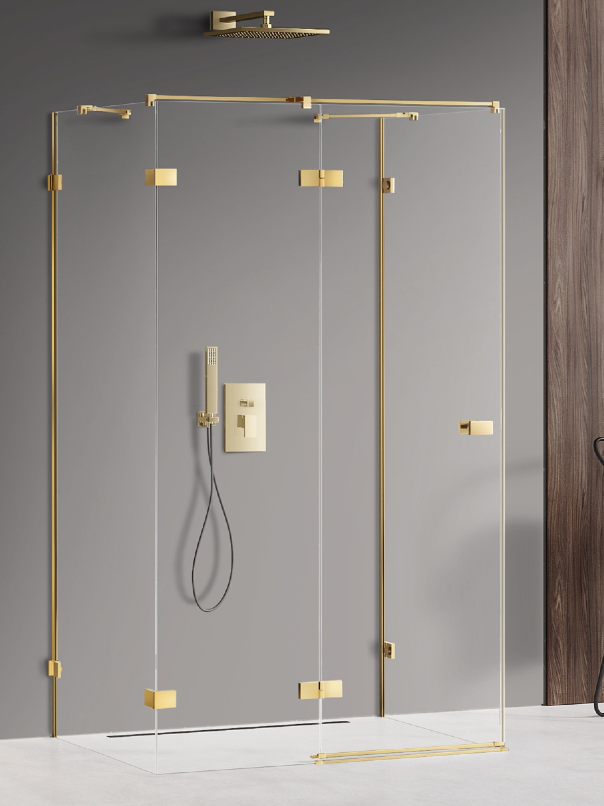 New Trendy Avexa Gold Shine sprchový kout 110x80 cm obdélníkový zlatá lesk/průhledné sklo EXK-2098