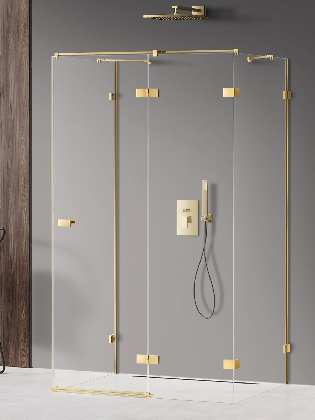 New Trendy Avexa Gold Shine sprchový kout 100x80 cm obdélníkový zlatá lesk/průhledné sklo EXK-2127