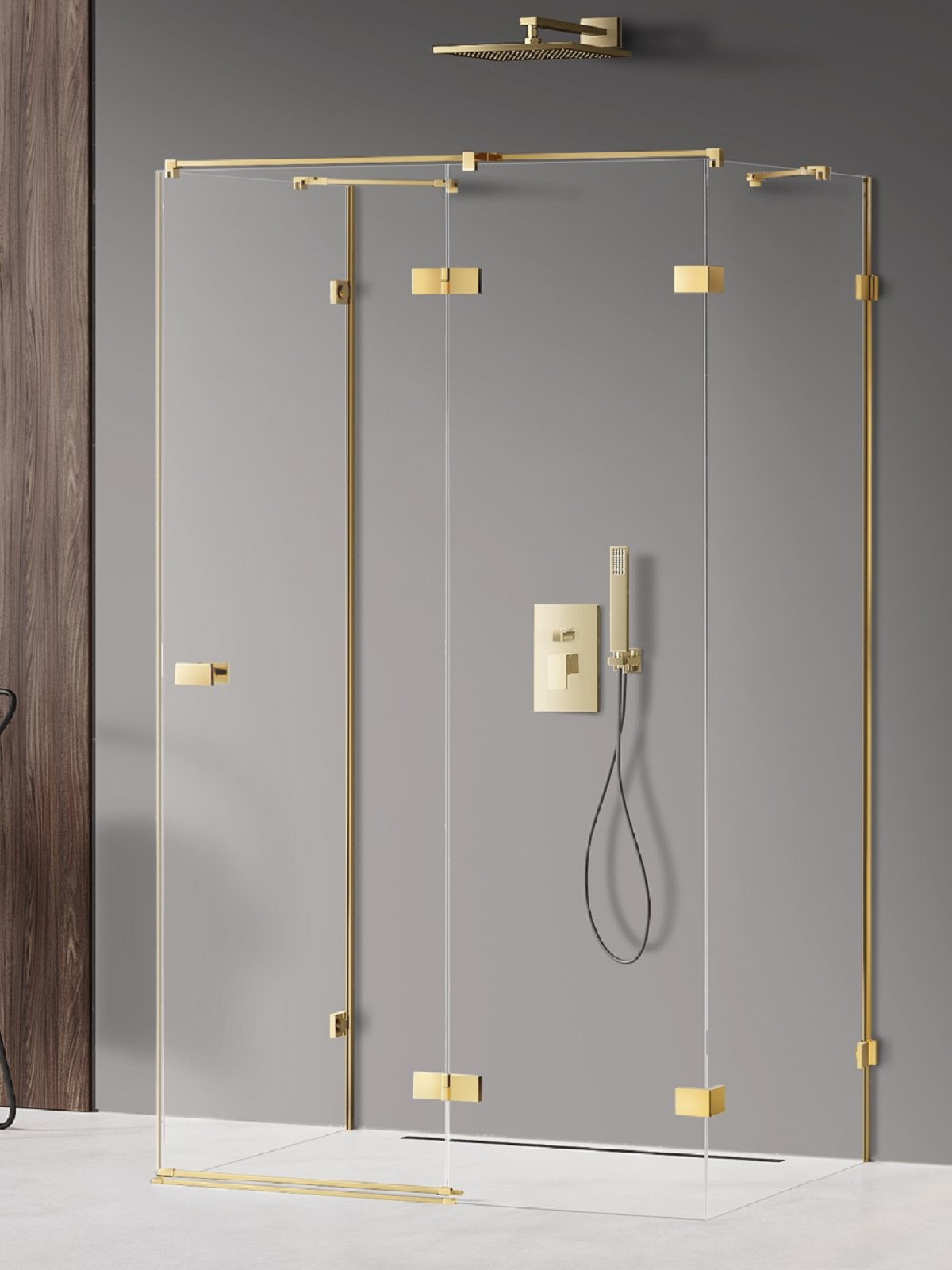 New Trendy Avexa Gold Shine sprchový kout 110x110 cm čtvercový zlatá lesk/průhledné sklo EXK-2146