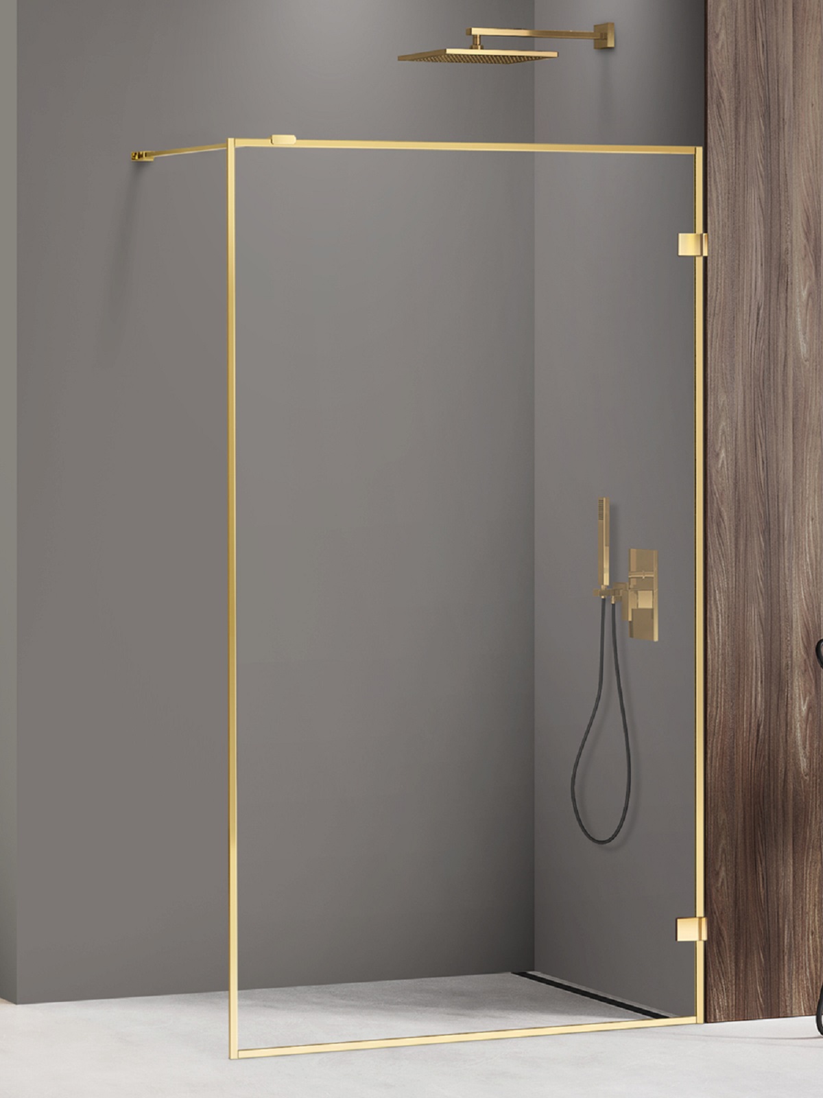 New Trendy Avexa Gold Shine sprchová zástěna walk-in 140 cm zlatá lesk/průhledné sklo EXK-4320