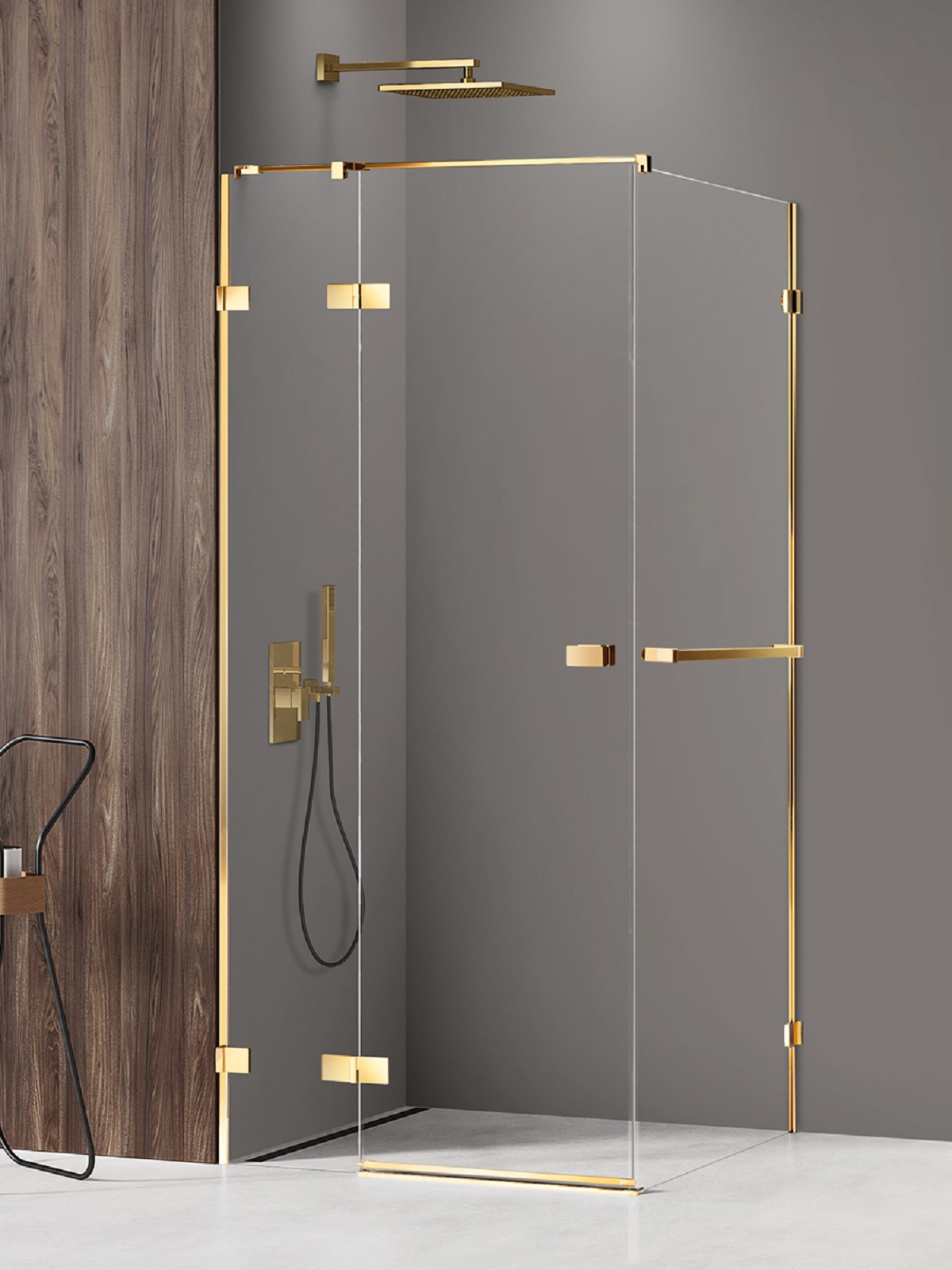 New Trendy Avexa Gold Shine sprchový kout 90x80 cm obdélníkový zlatá lesk/průhledné sklo EXK-3164