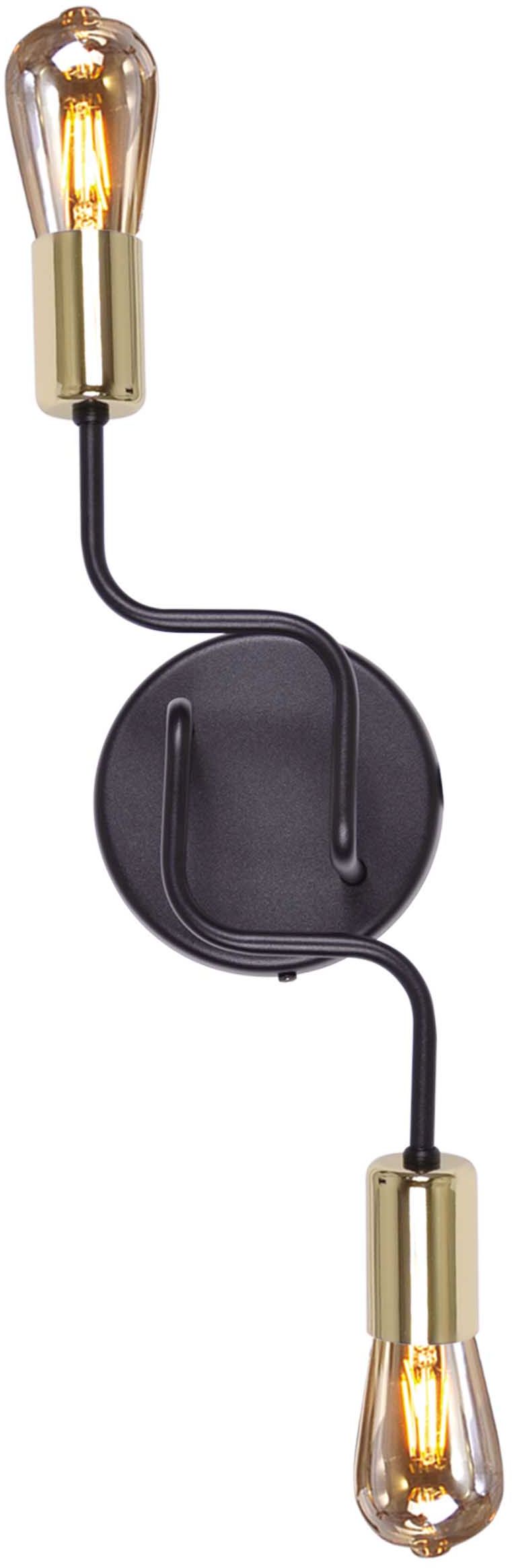 Kaja Kuga nástěnné svítidlo 2x60 W černá-zlatá K-4945