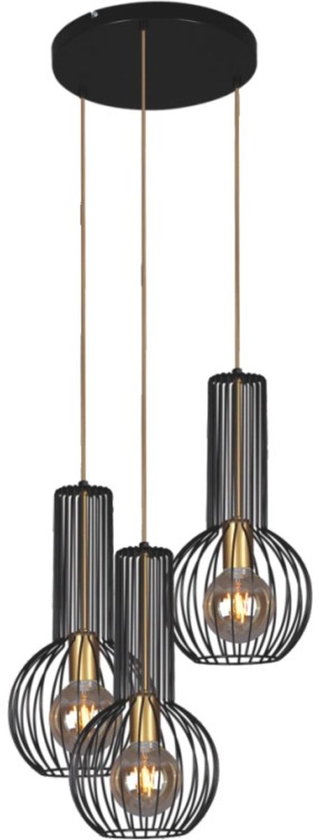 Kaja Arvi Black závěsné svítidlo 3x60 W černá-zlatá K-4522
