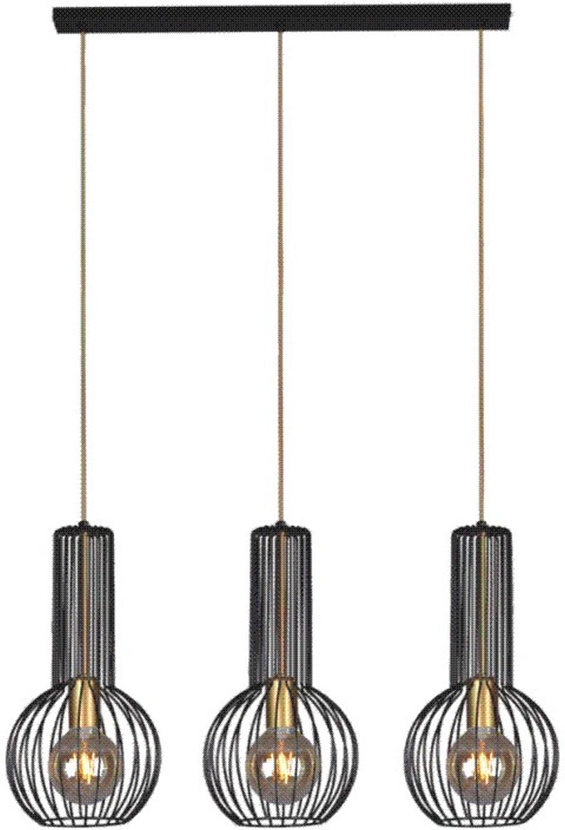 Kaja Arvi Black závěsné svítidlo 3x60 W černá-zlatá K-4521