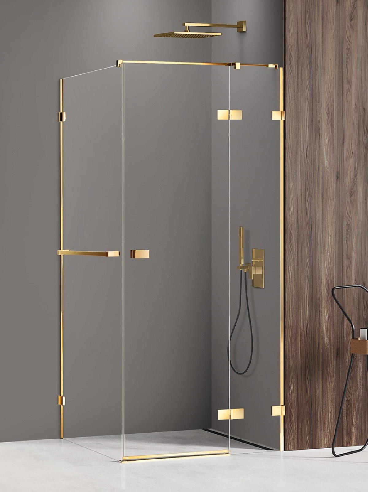 New Trendy Avexa Gold Shine sprchový kout 100x80 cm obdélníkový zlatá lesk/průhledné sklo EXK-3205