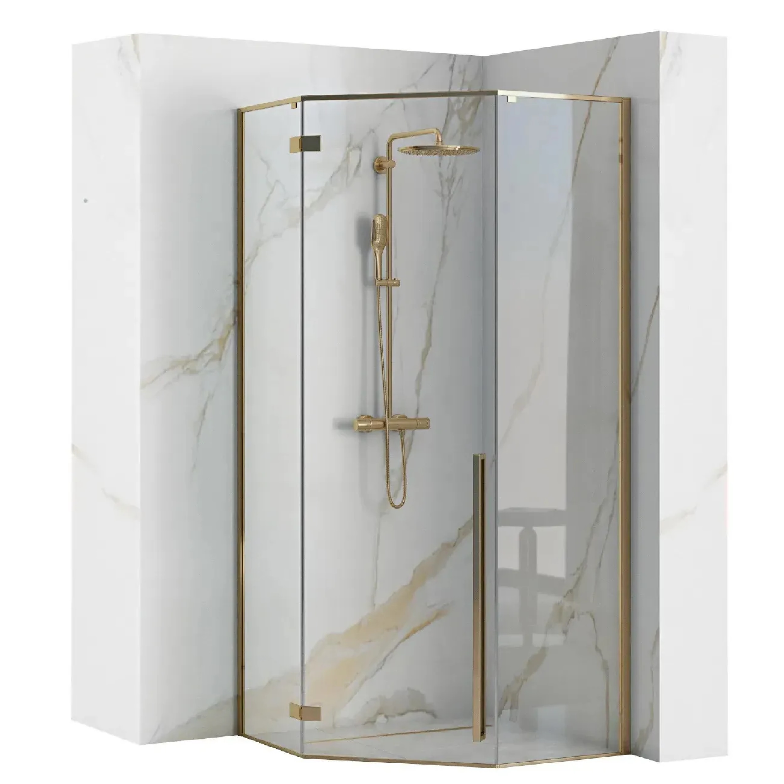 Rea Diamond sprchový kout 100x100 cm zlatá lesk/průhledné sklo REA-K6616