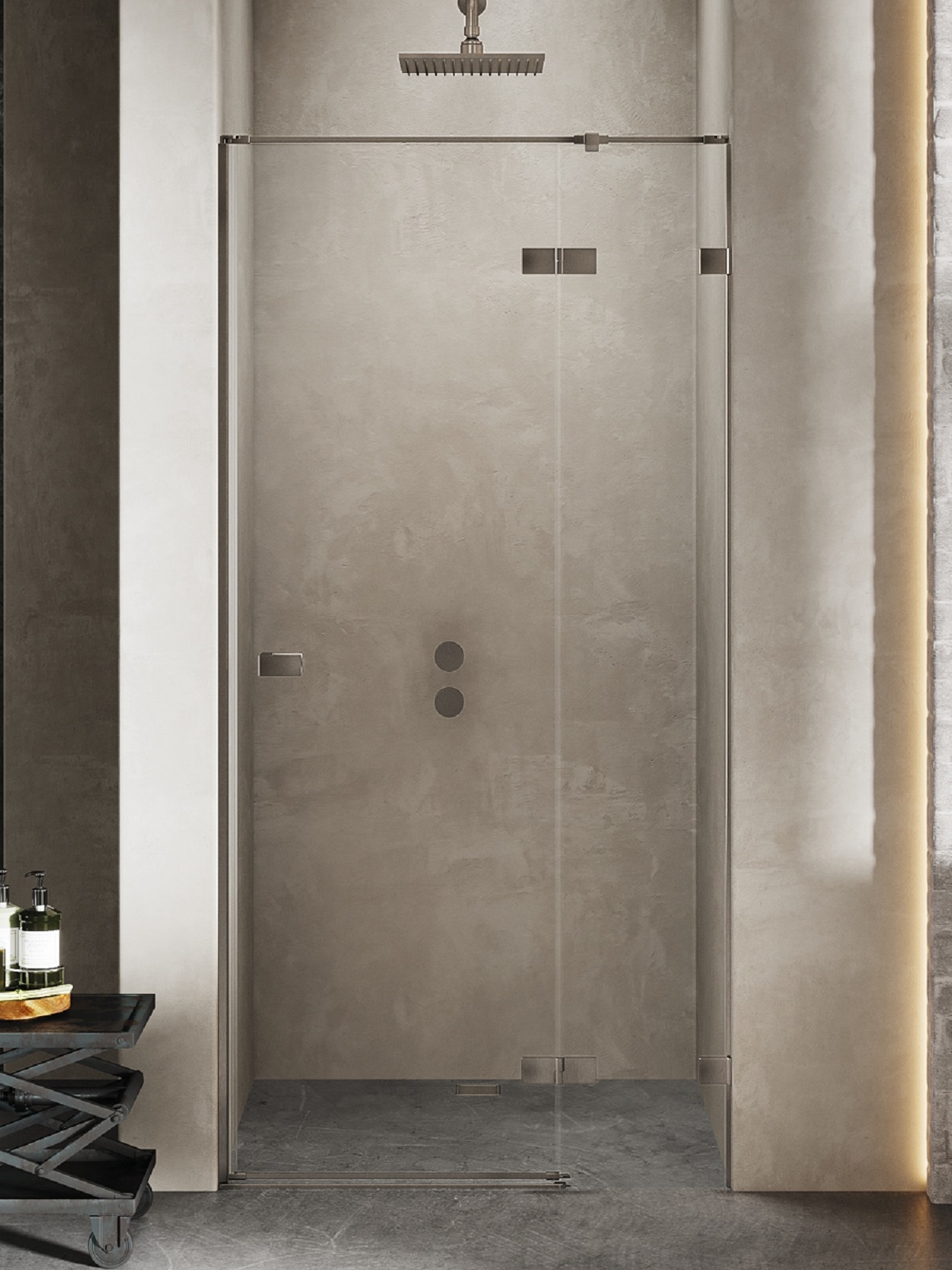New Trendy Avexa Gunmetal Brushed sprchové dveře 110 cm sklopné grafitová kartáčovaný/průhledné sklo EXK-3251