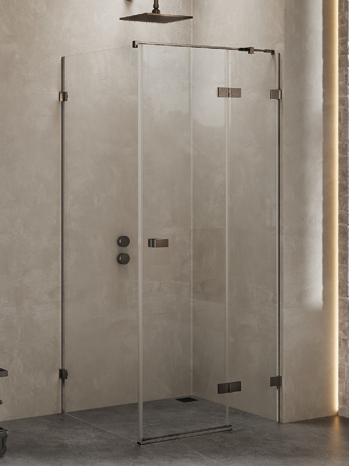 New Trendy Avexa Gunmetal Brushed sprchový kout 100x80 cm obdélníkový kartáčovaný/průhledné sklo EXK-3351