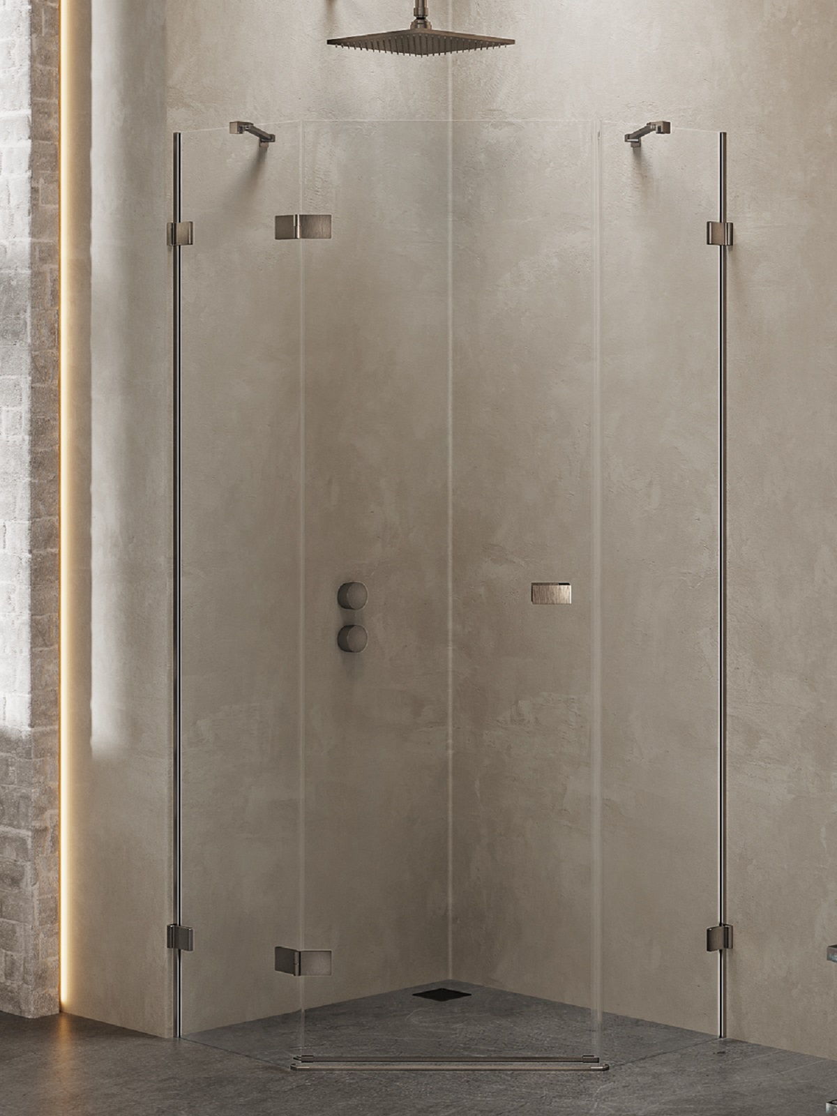New Trendy Avexa Gunmetal Brushed sprchový kout 90x90 cm kartáčovaný/průhledné sklo EXK-3831