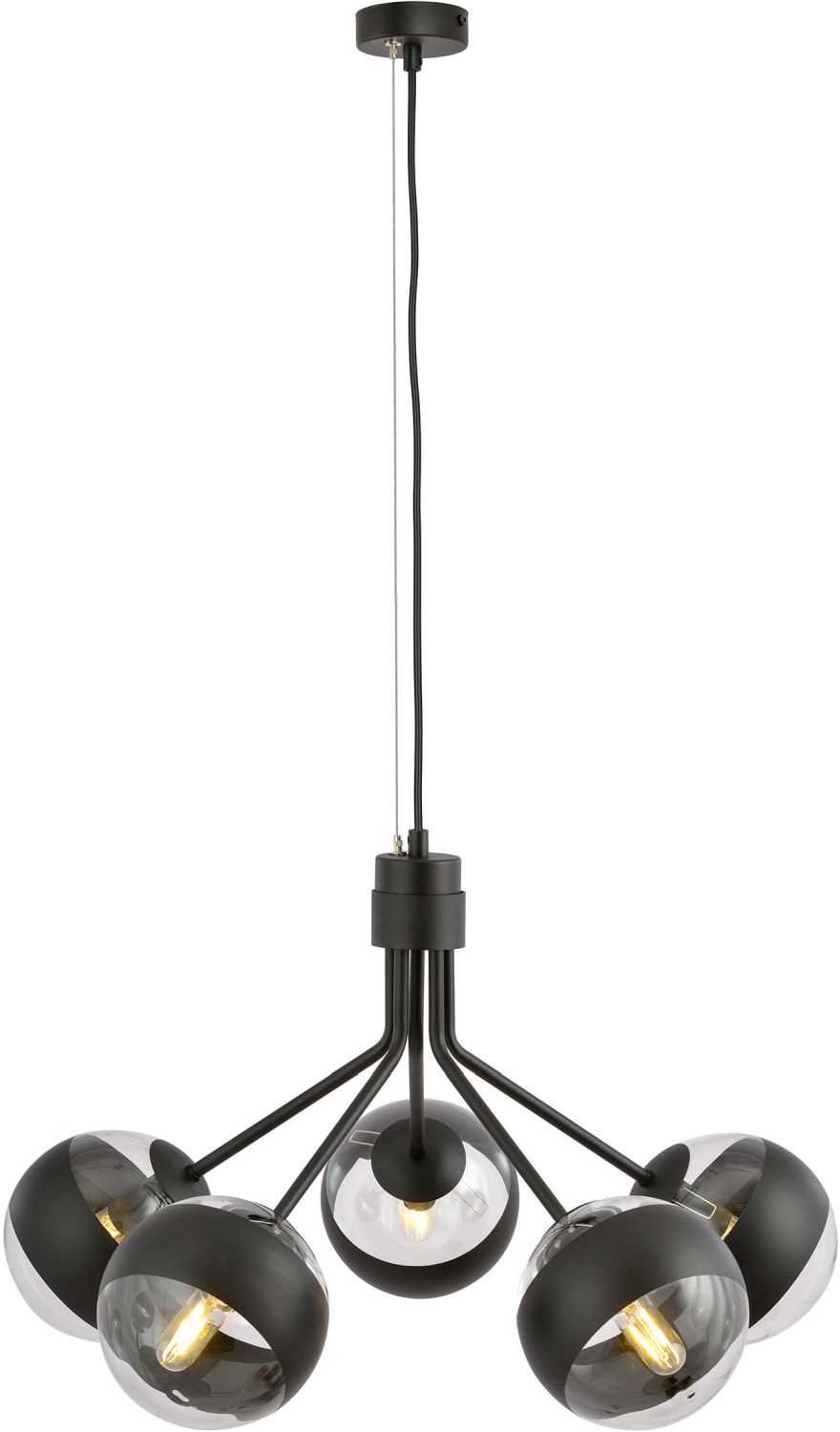 Emibig Nova Stripe závěsné svítidlo 5x10 W černá-průhledná 1139/5