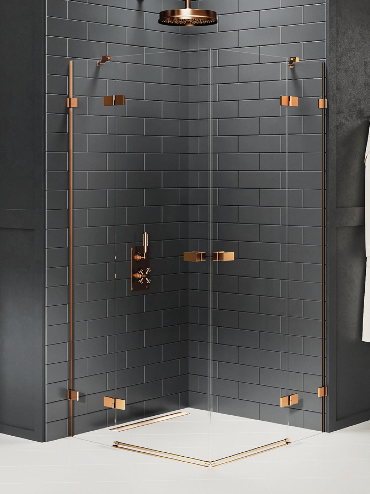 New Trendy Avexa Copper Brushed sprchový kout 120x120 cm čtvercový měděná kartáčovaný/průhledné sklo EXK-3689