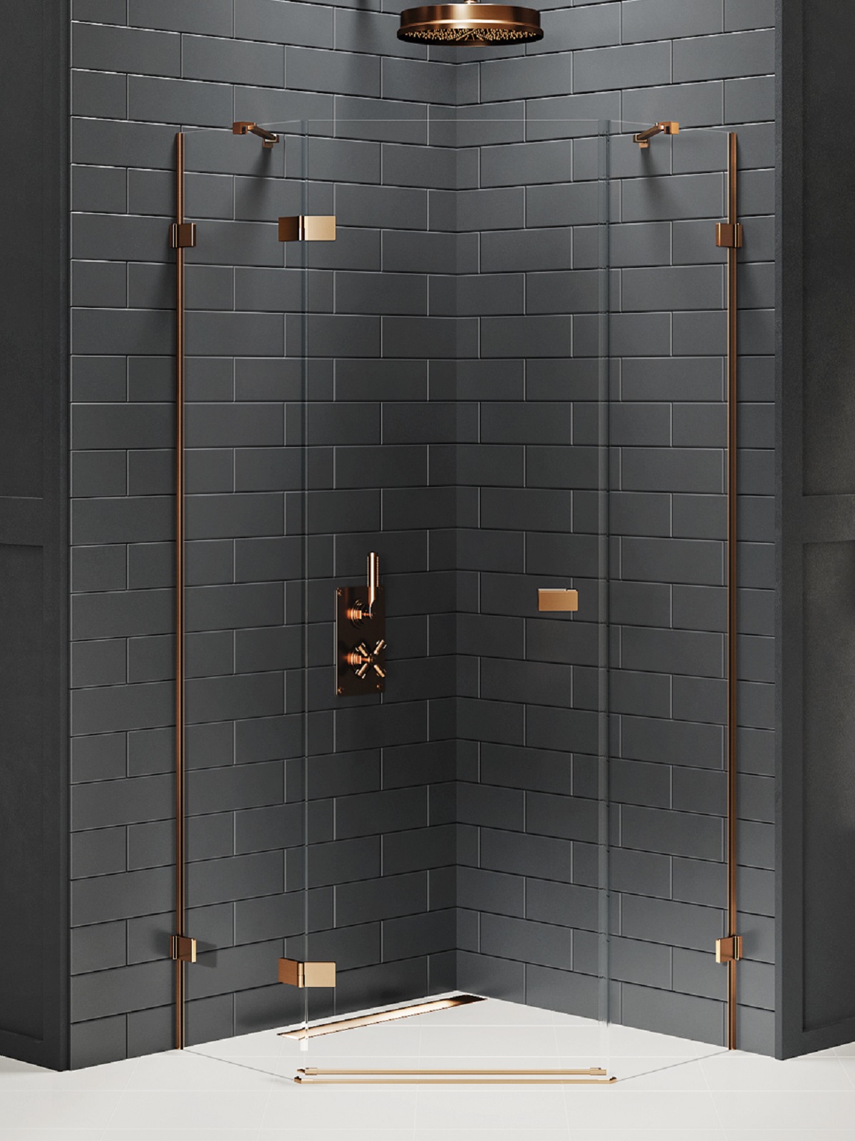 New Trendy Avexa Copper Brushed sprchový kout 90x90 cm měděná kartáčovaný/průhledné sklo EXK-3820