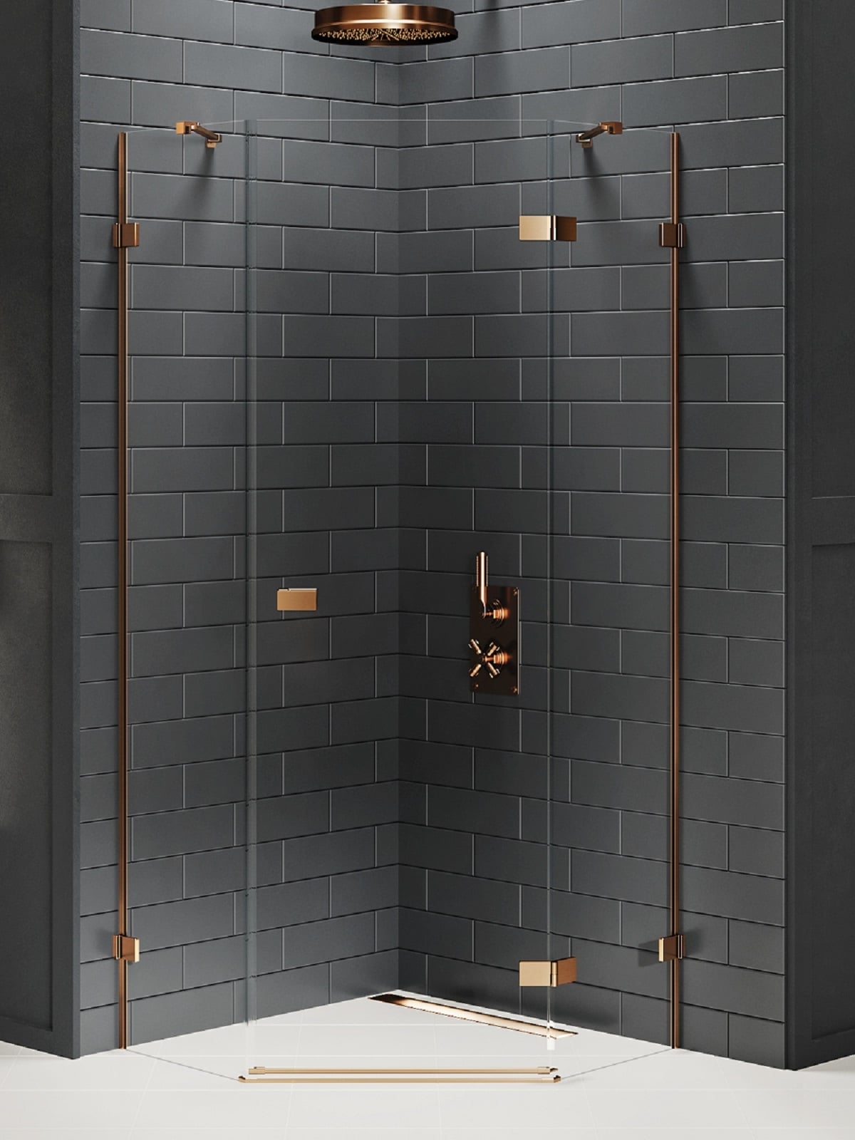 New Trendy Avexa Copper Brushed sprchový kout 90x90 cm měděná kartáčovaný/průhledné sklo EXK-3821