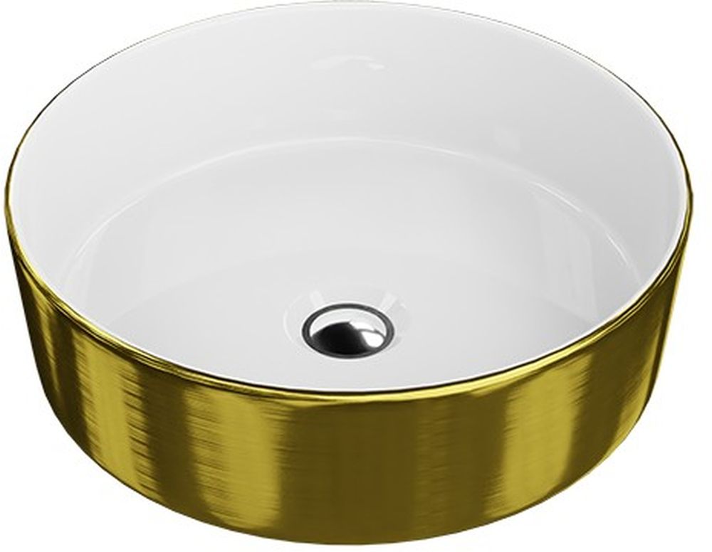 LaVita Merida umyvadlo 37x37 cm kulatý na pult bílá-zlatá 5900378325765