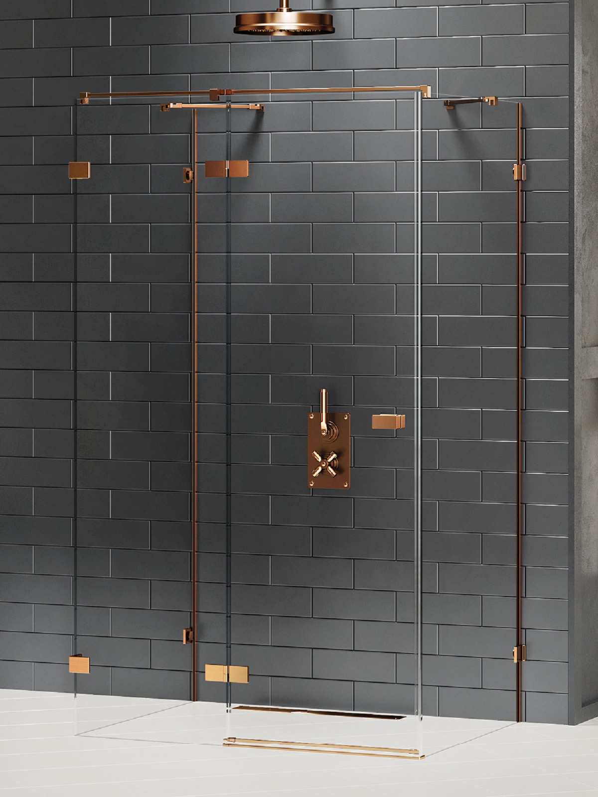 New Trendy Avexa Copper Brushed sprchový kout 80x70 cm obdélníkový měděná kartáčovaný/průhledné sklo EXK-3690