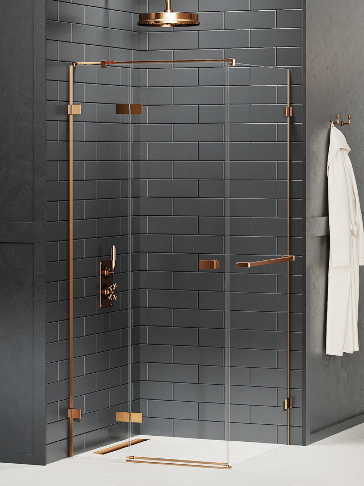 New Trendy Avexa Copper Brushed sprchový kout 100x90 cm obdélníkový měděná kartáčovaný/průhledné sklo EXK-3619