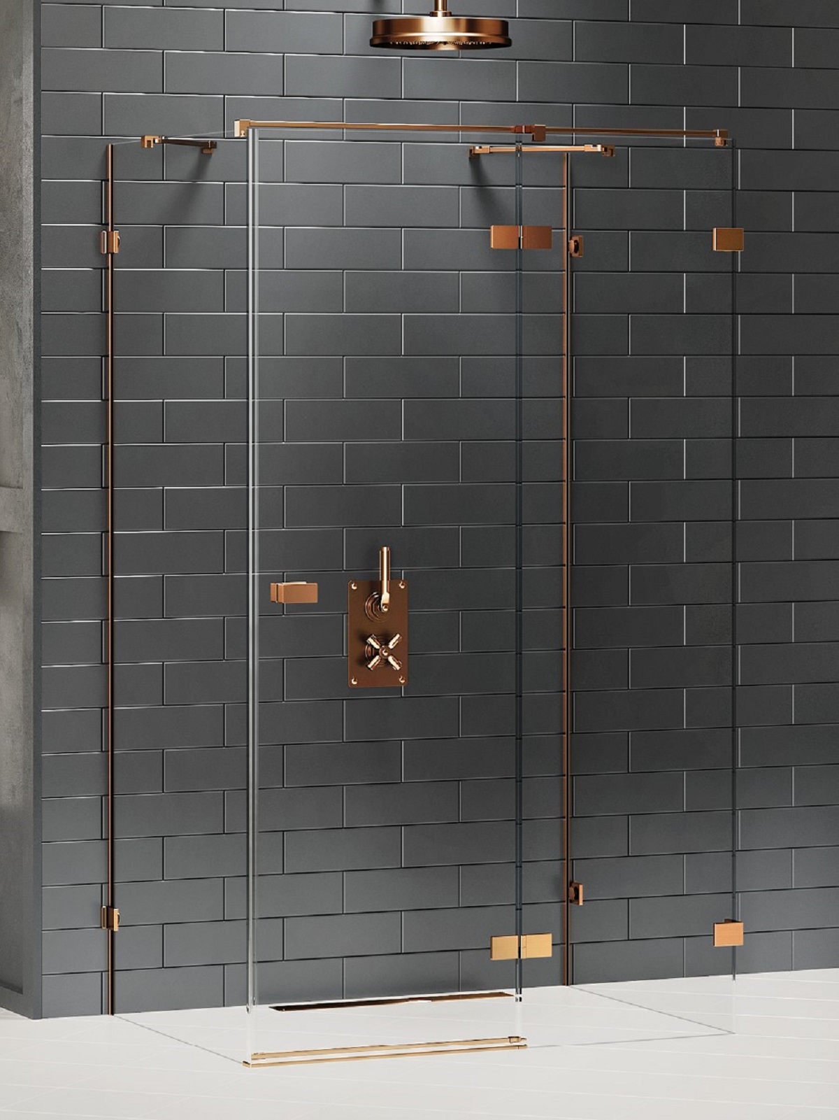 New Trendy Avexa Copper Brushed sprchový kout 100x90 cm obdélníkový měděná kartáčovaný/průhledné sklo EXK-3734