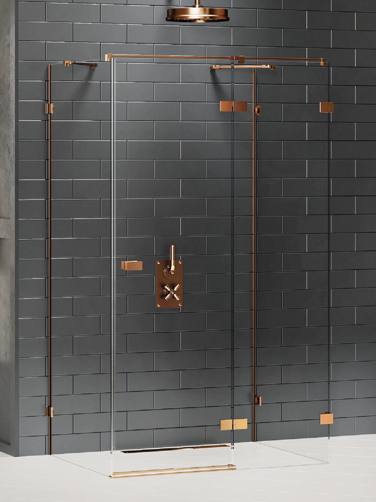 New Trendy Avexa Copper Brushed sprchový kout 110x100 cm obdélníkový měděná kartáčovaný/průhledné sklo EXK-3736