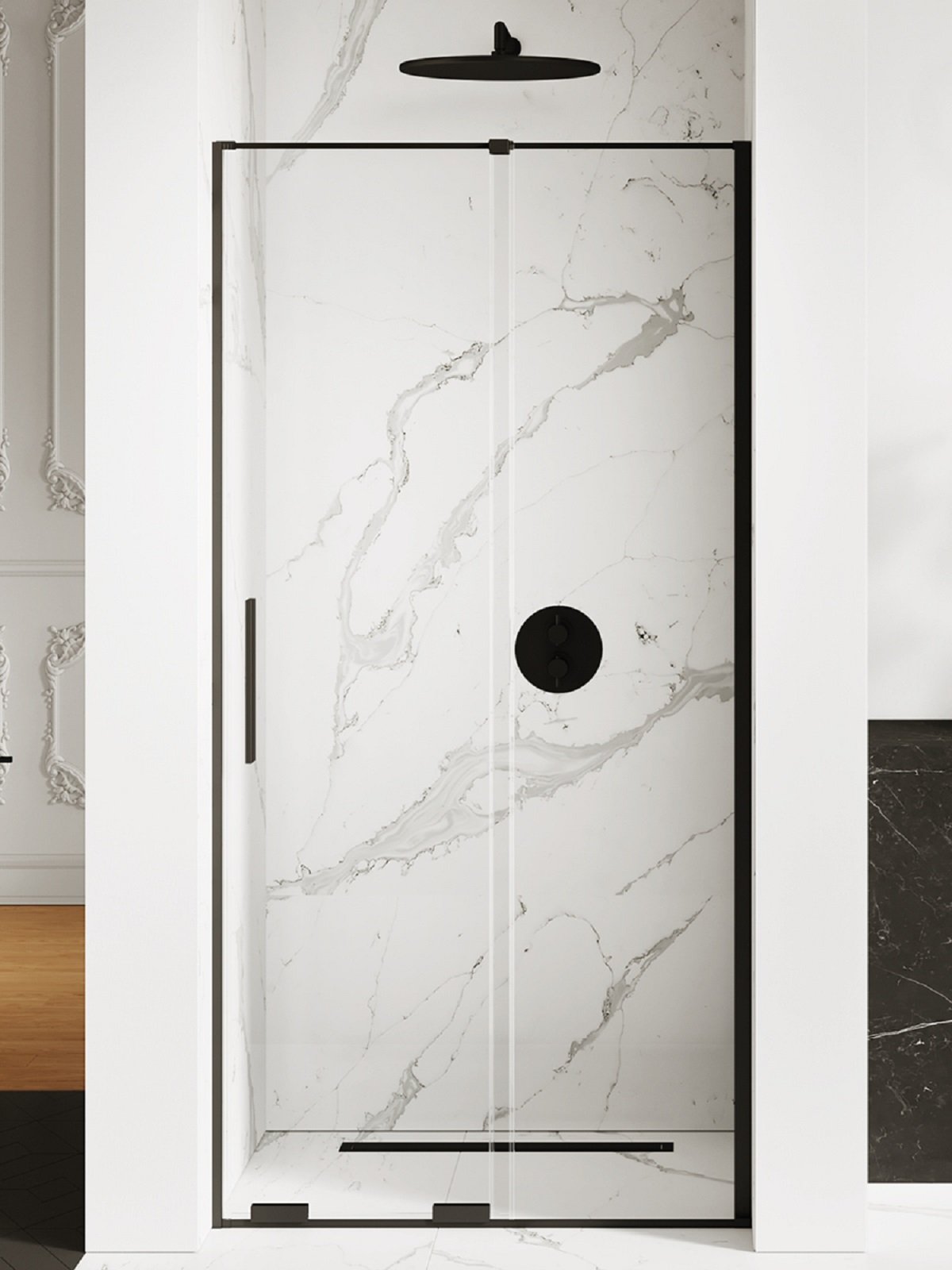 New Trendy Smart Black sprchové dveře 170 cm posuvné černá matný/průhledné sklo EXK-4116