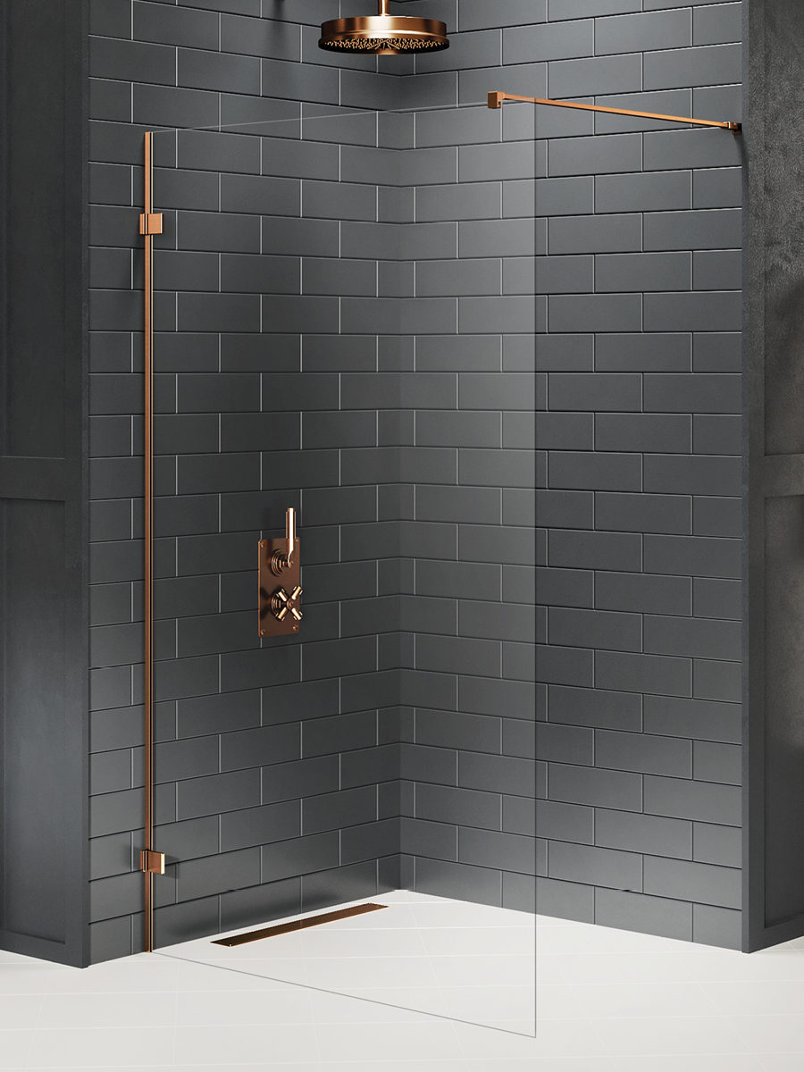 New Trendy Avexa Copper Brushed sprchová zástěna walk-in 100 cm měděná kartáčovaný/průhledné sklo EXK3765
